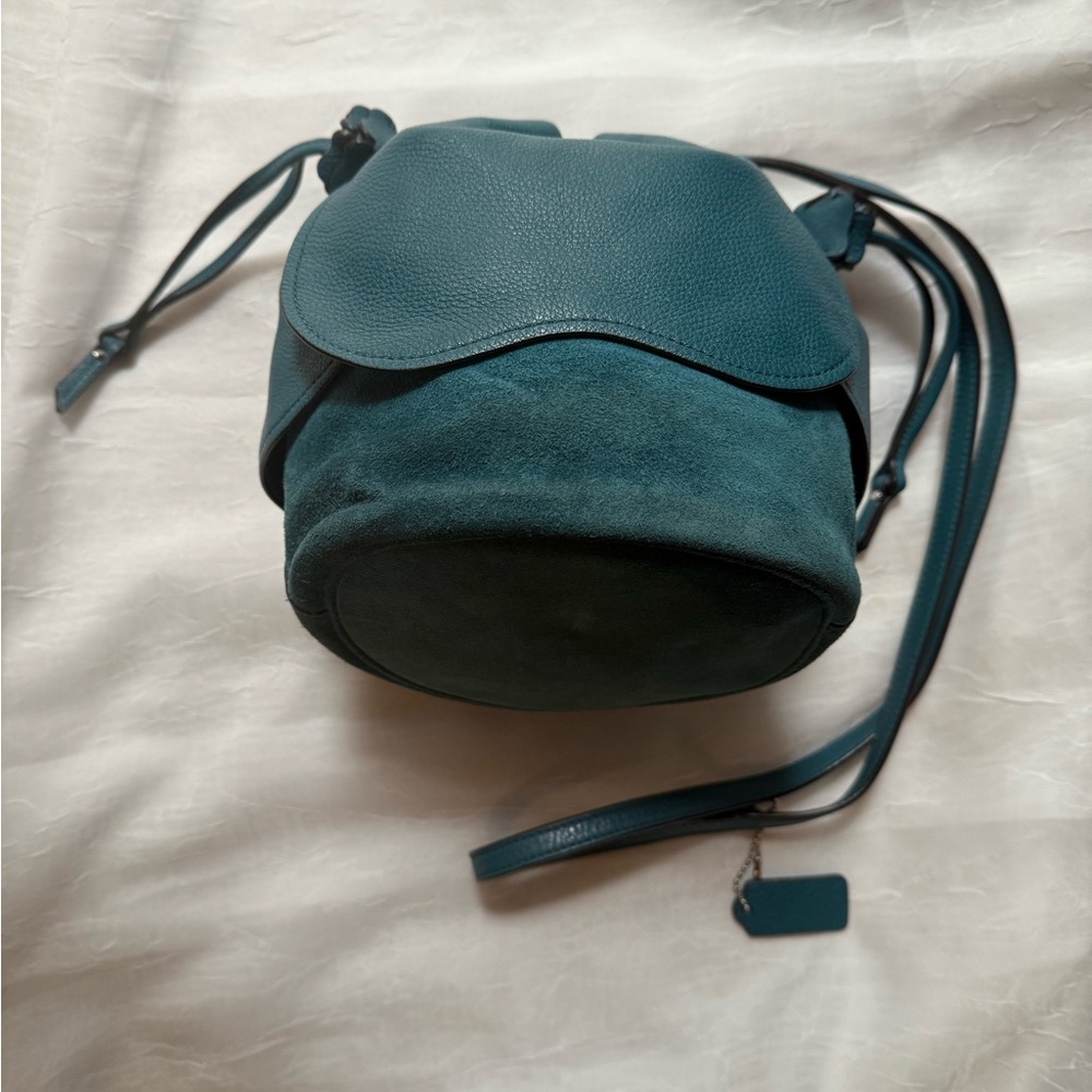 Coach Petal Drawstring Leather Shoulder Bag Suede Pebble Leather F11829 - Picture 4 of 11